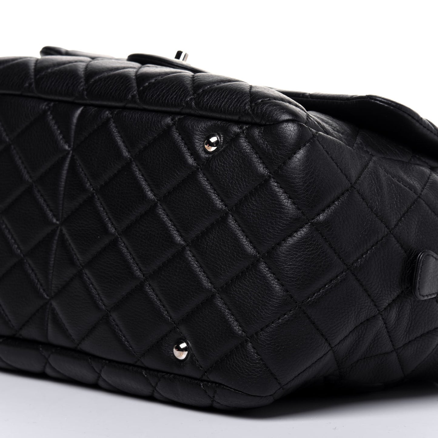 Washed Lambskin Quilted Bowler Flap Shoulder Bag Black