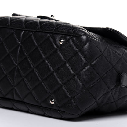 Chanel Washed Lambskin Quilted Bowler Flap Shoulder Bag Black 10 of 13