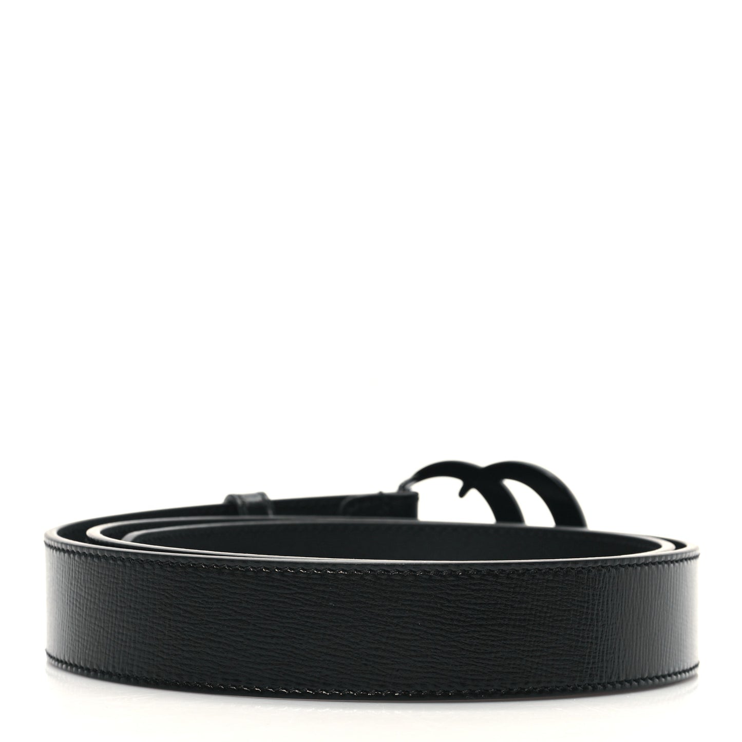 Azalea Calfskin Enamel Monochrome Double G 30mm Belt 90 36 Black