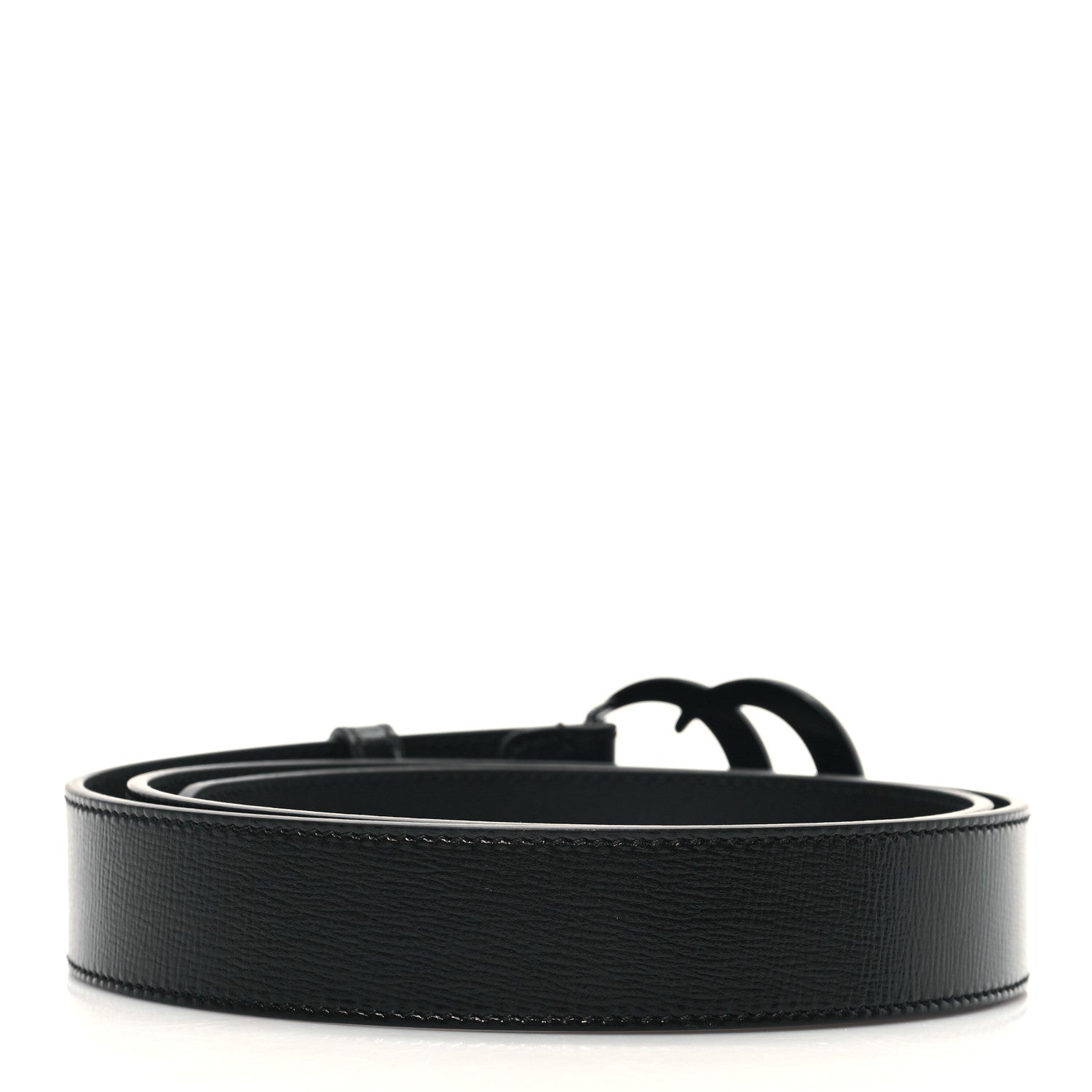 Gucci Azalea Calfskin Enamel Monochrome Double G 30mm Belt 90 36 Black 2 of 4
