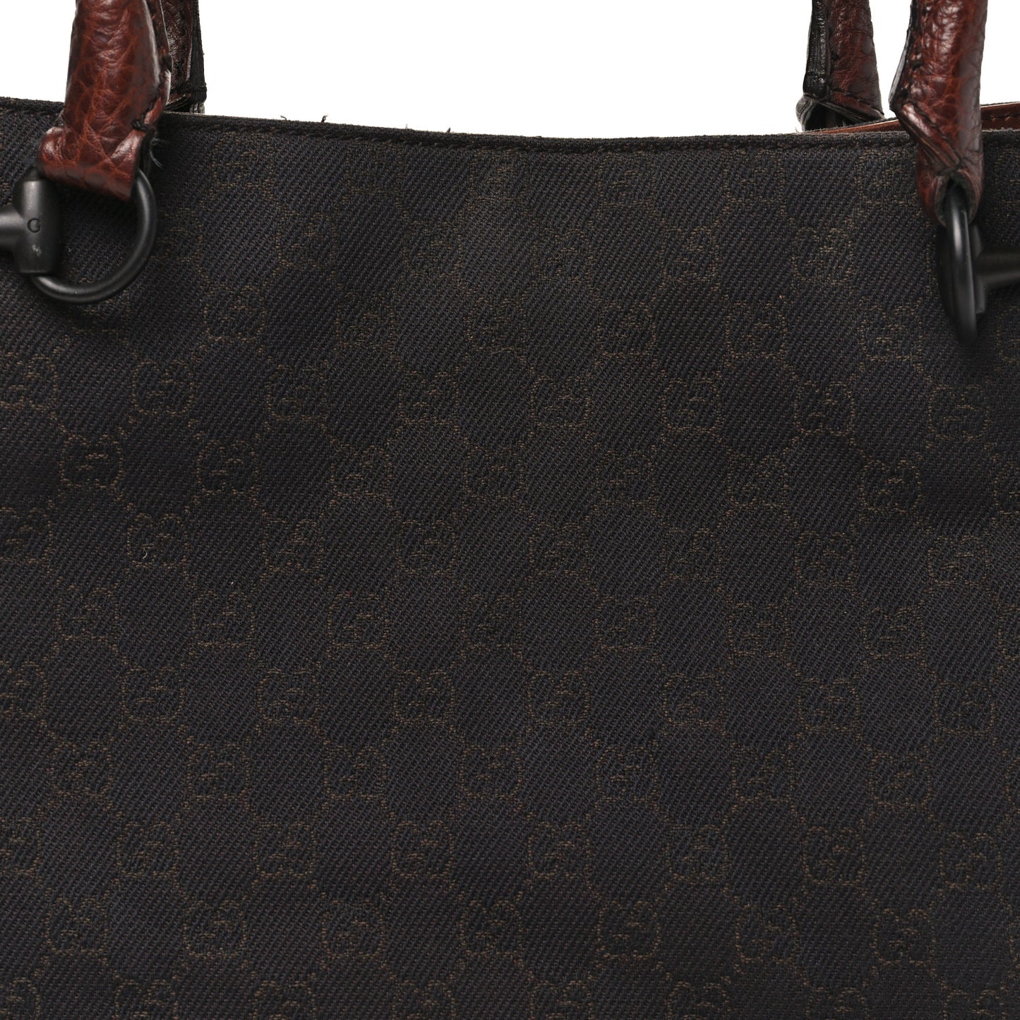 Monogram Denim GG Shoulder Bag Black Brown