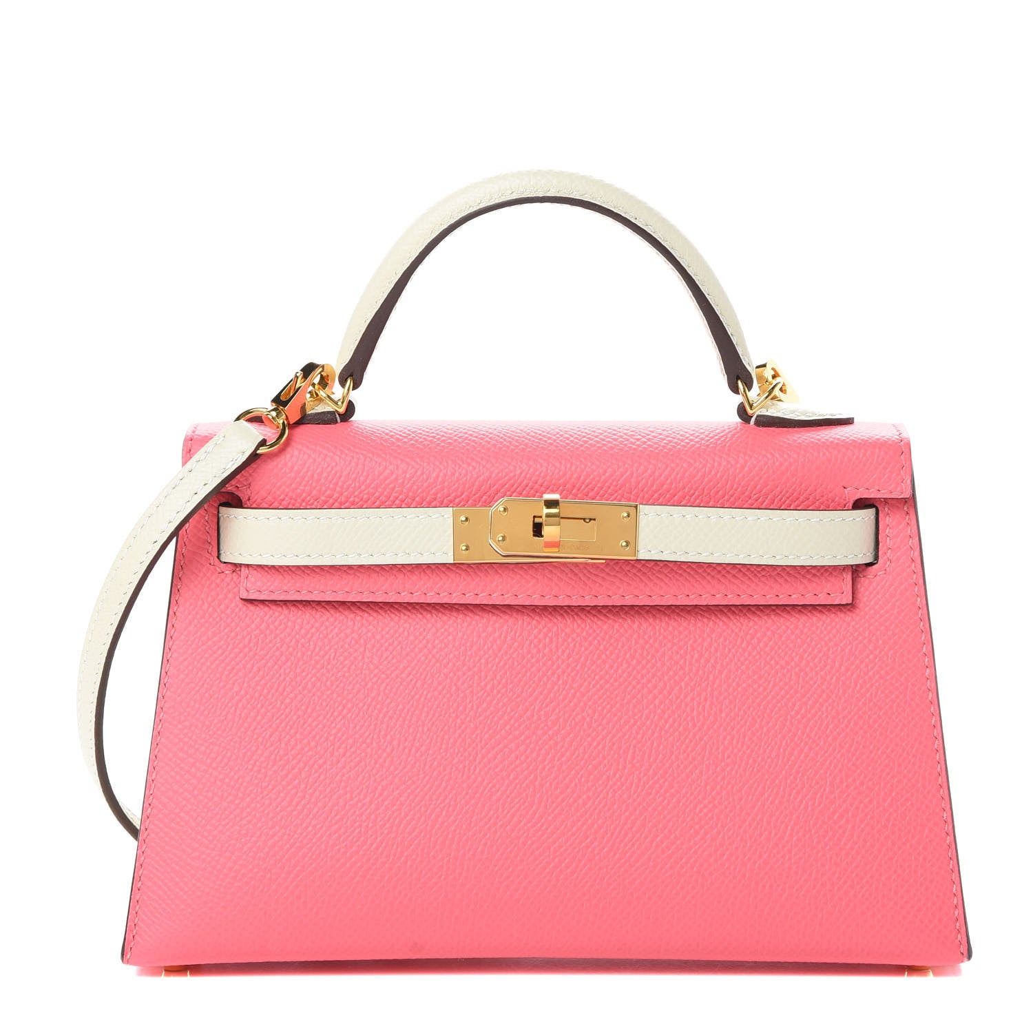 Hermes Epsom Horseshoe Mini Kelly Sellier 20 Rose Azalee Craie 1 of 12