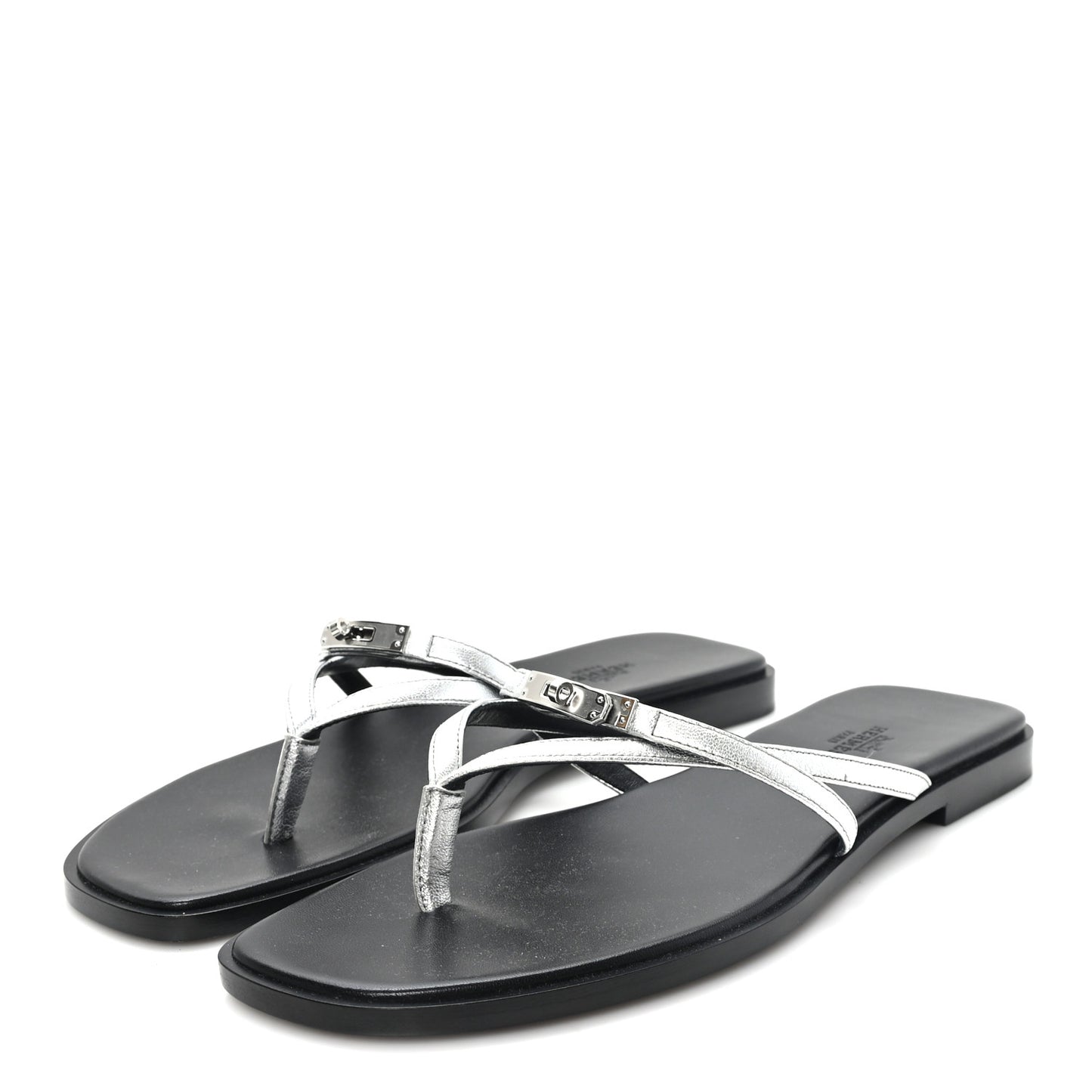 Calfskin Miss Sandals 39.5 Gris Argente