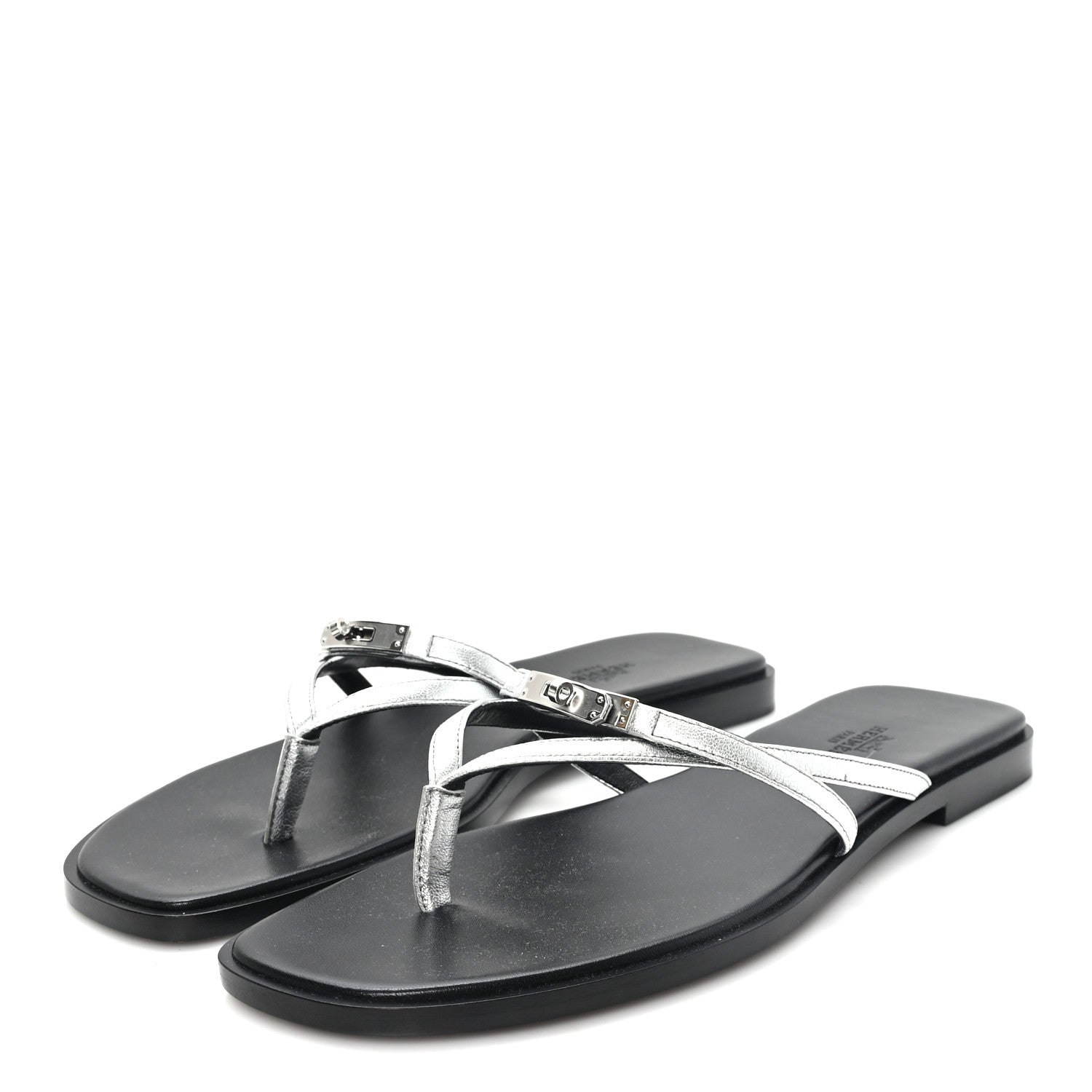 Hermes Calfskin Miss Sandals 39.5 Gris Argente 4 of 9