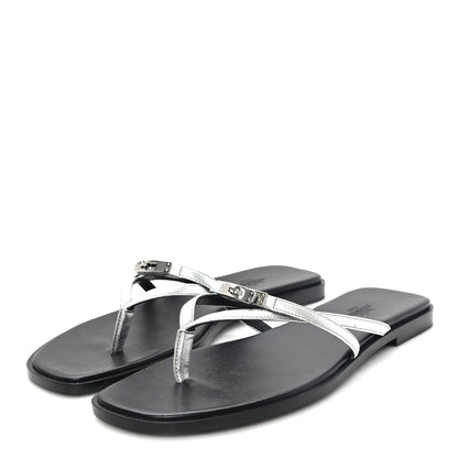 Hermes Calfskin Miss Sandals 39.5 Gris Argente 4 of 9