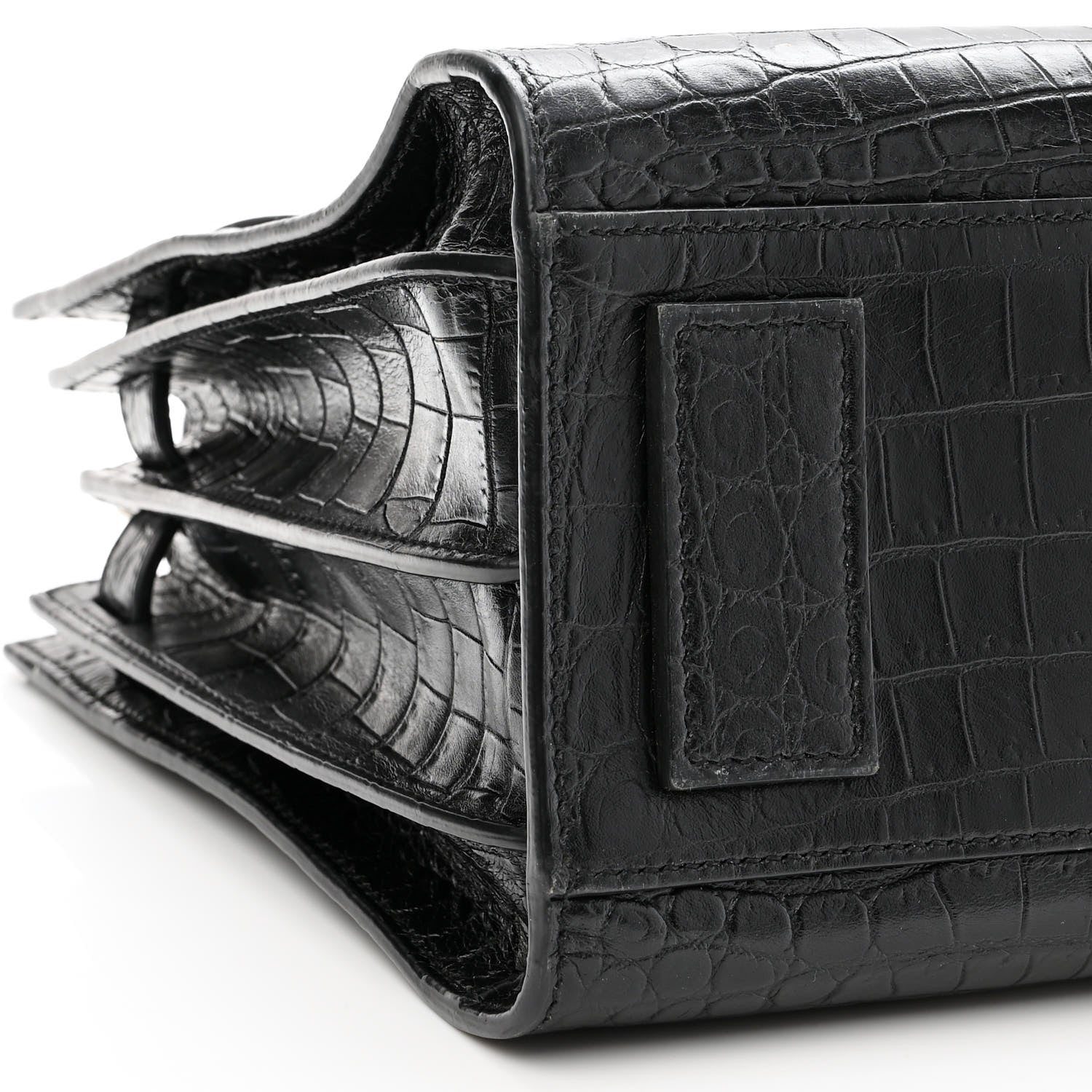 Saint Laurent Calfskin Crocodile Embossed Baby Supple Sac De Jour Black 8 of 10
