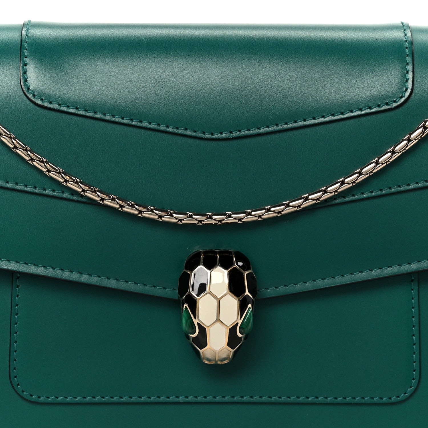 Bulgari Calfskin Serpenti Forever Shoulder Bag Emerald Green 9 of 11