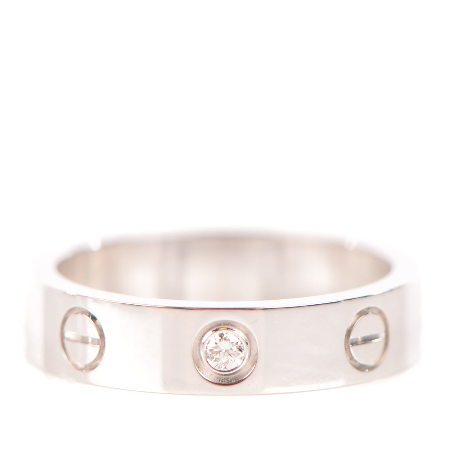 18K White Gold Diamond 4mm LOVE Ring 48 4.25