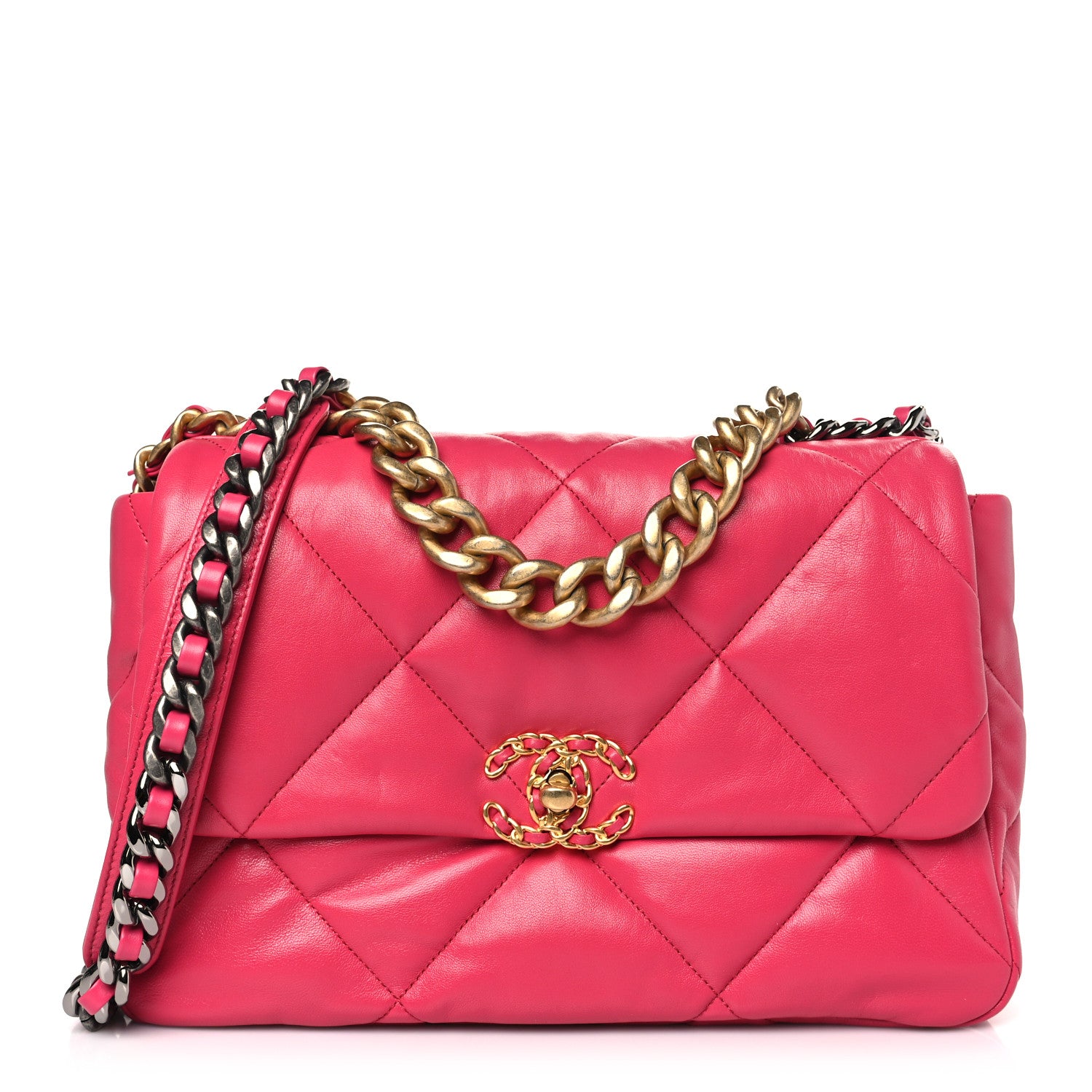 Chanel Lambskin Quilted Large Chanel 19 Flap Dark Pink 1 of 10