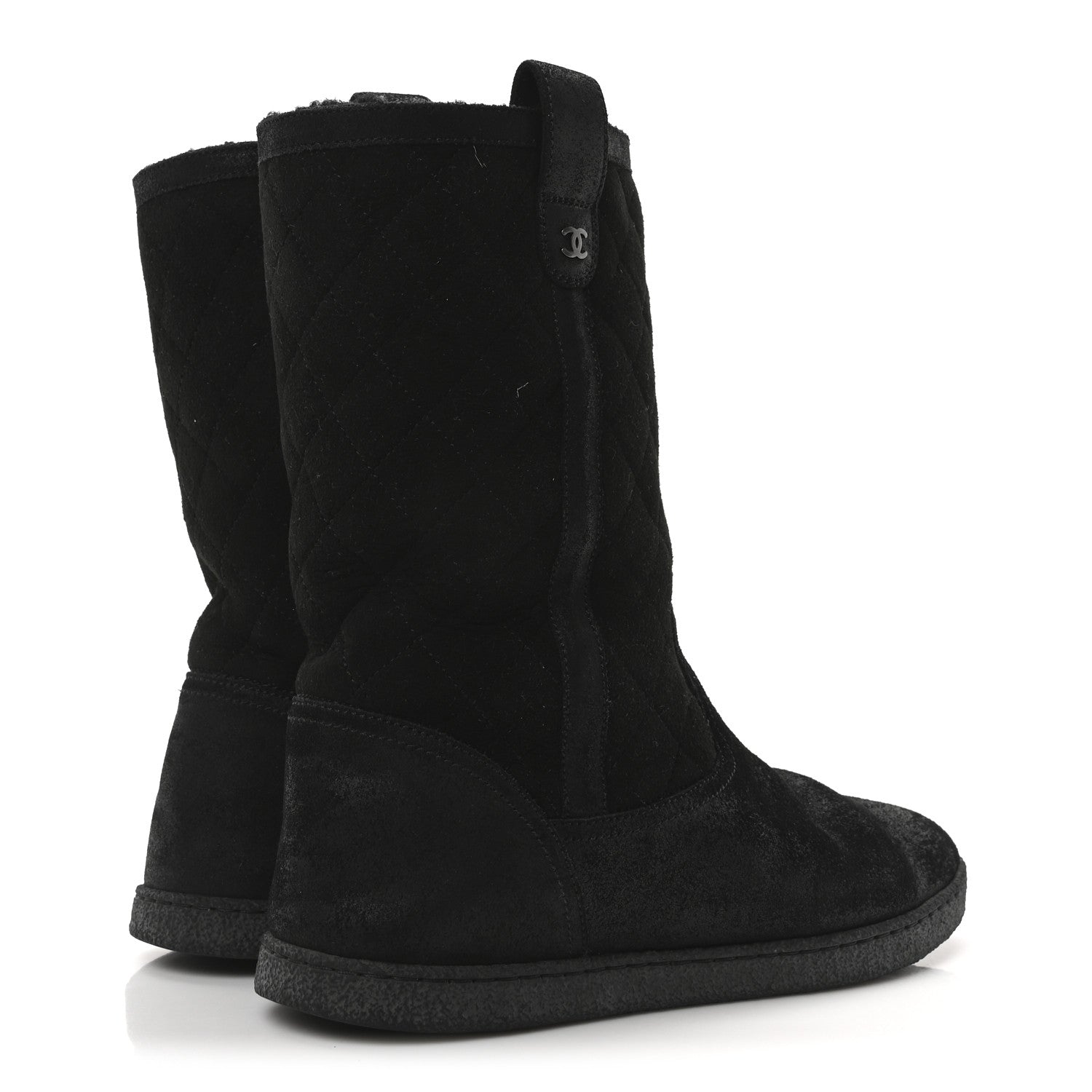Chanel Suede Quilted High Boots 40 Black 5 of 8
