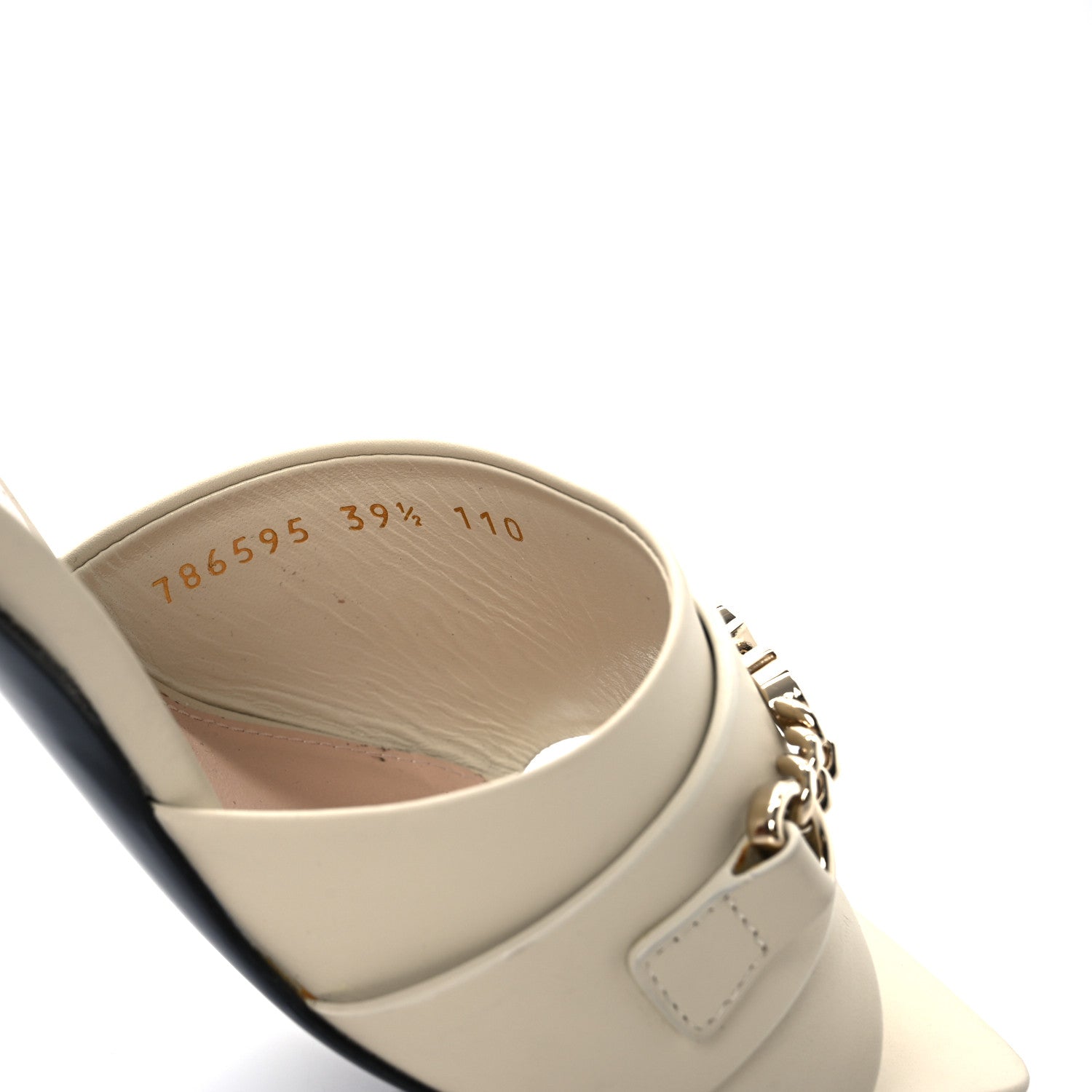 Gucci Calfskin Signoria 75mm Slide Sandals 39.5 New Ivoire 10 of 12