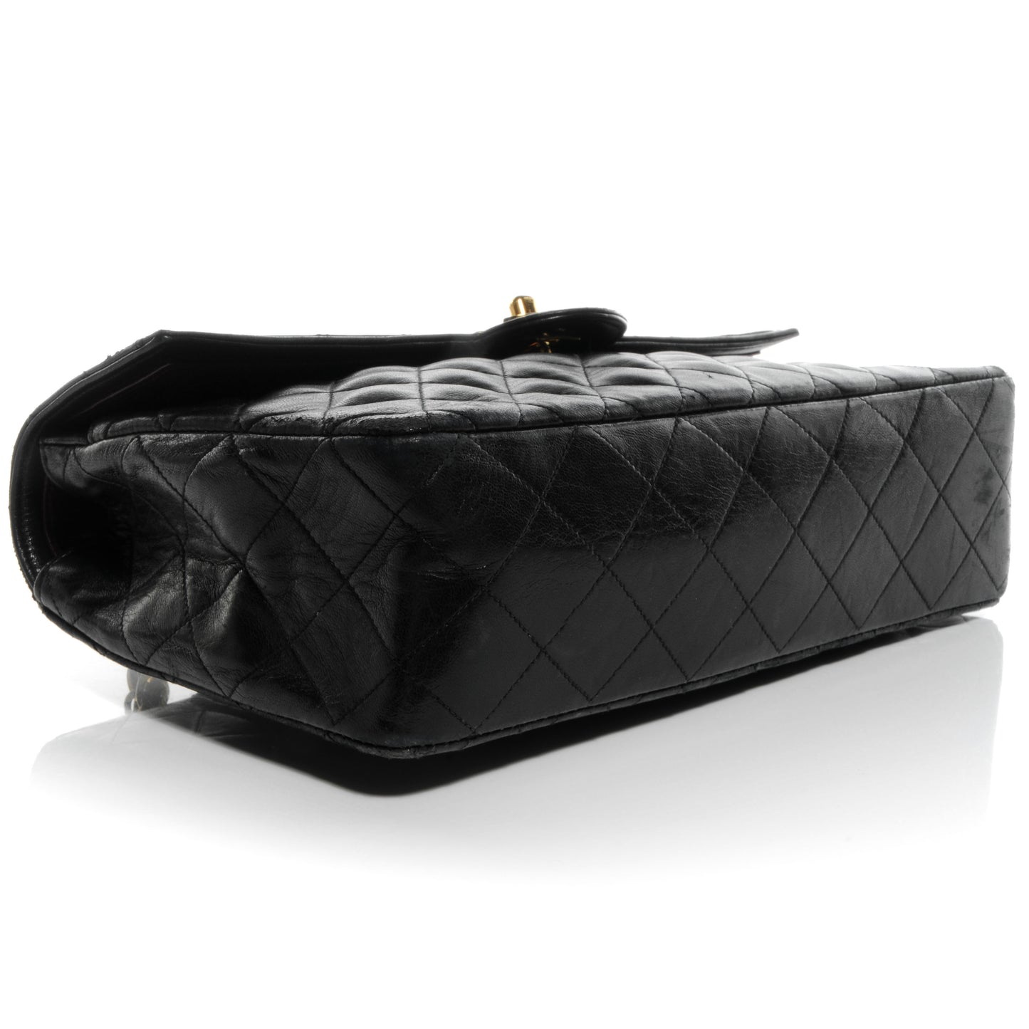 Lambskin Medium Single Flap Black