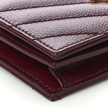 Saint Laurent Grain De Poudre Matelasse Chevron Cassandre Card Case Bordeaux 9 of 10