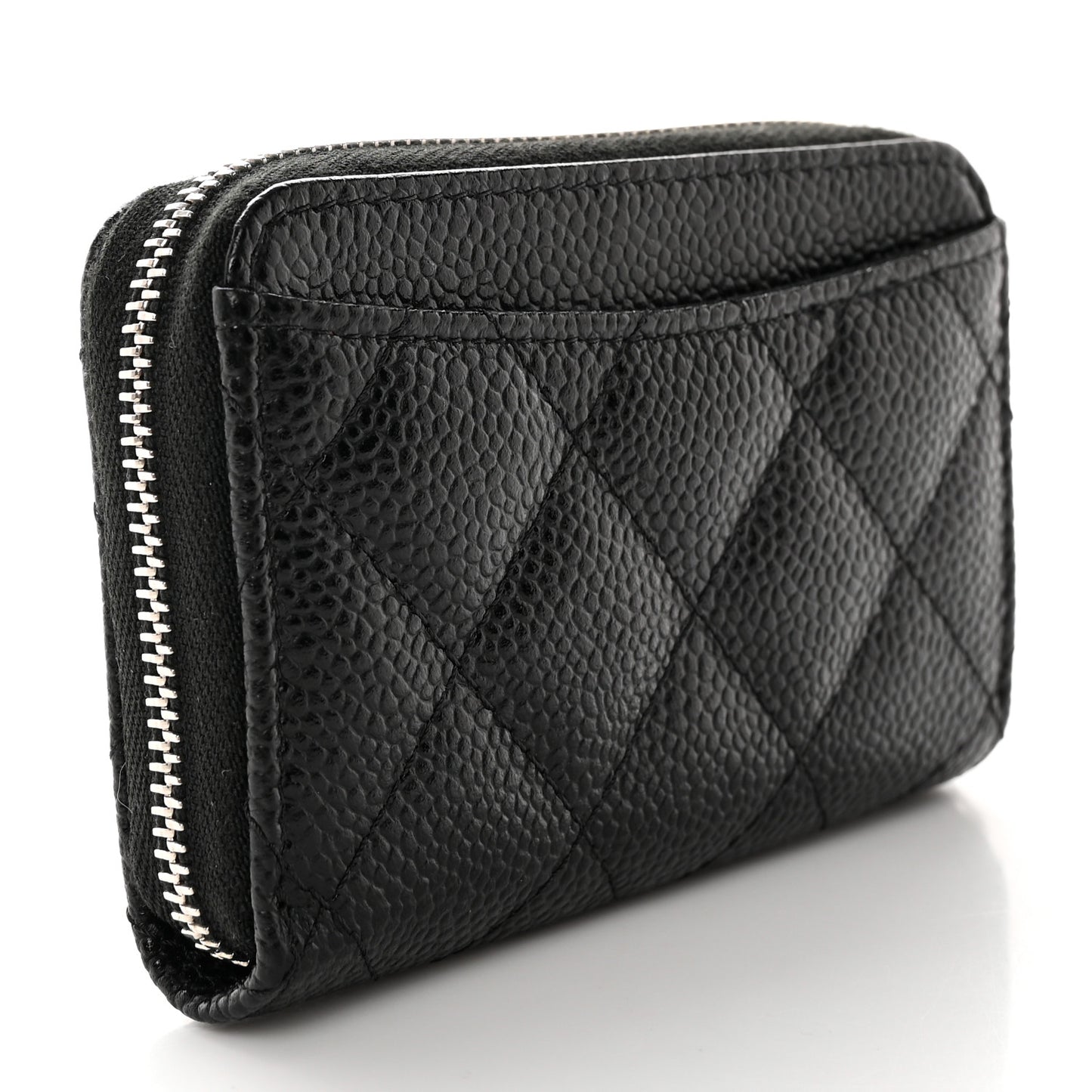Caviar Quilted Zip Coin Purse Black