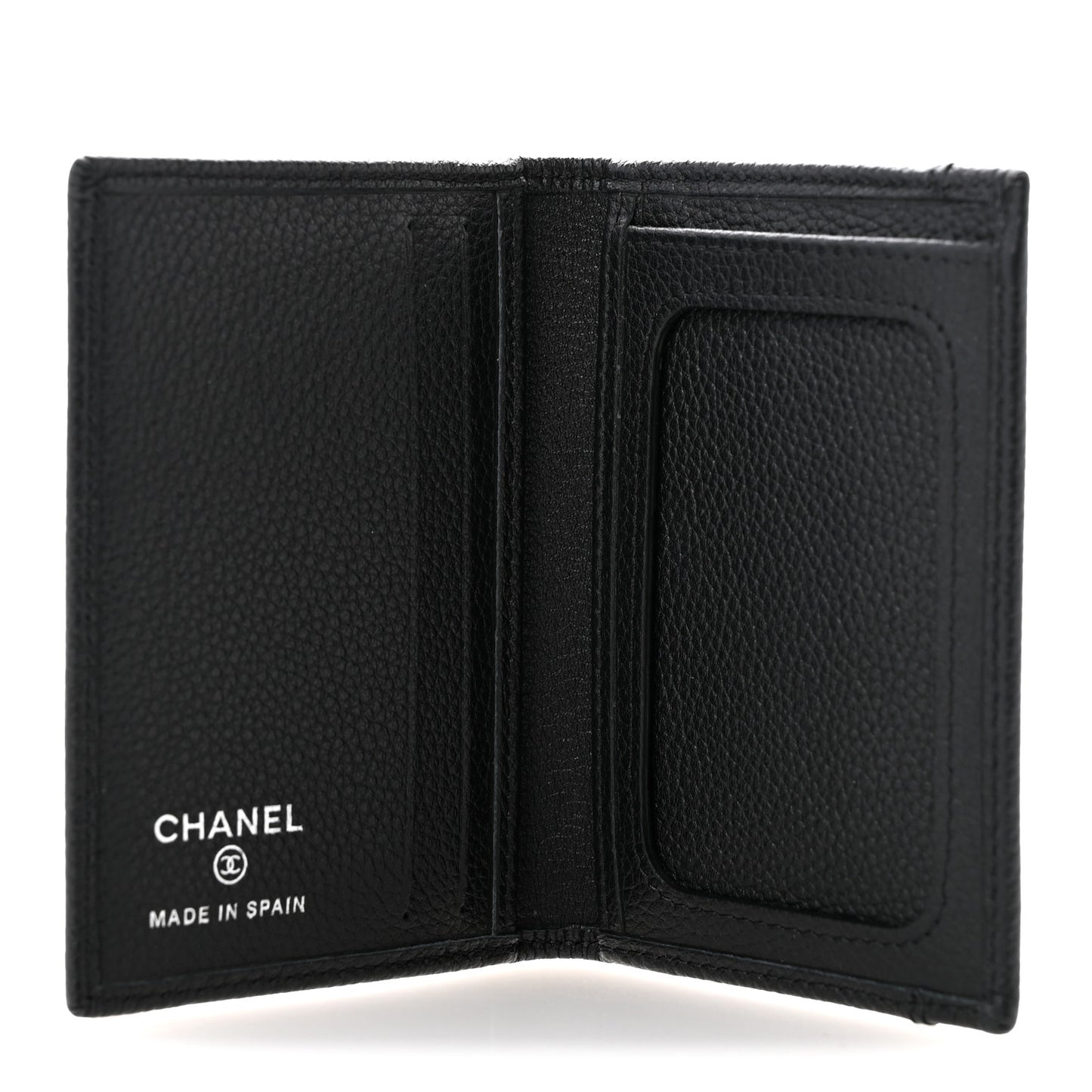 Grained Calfskin Brilliant Card Holder Black
