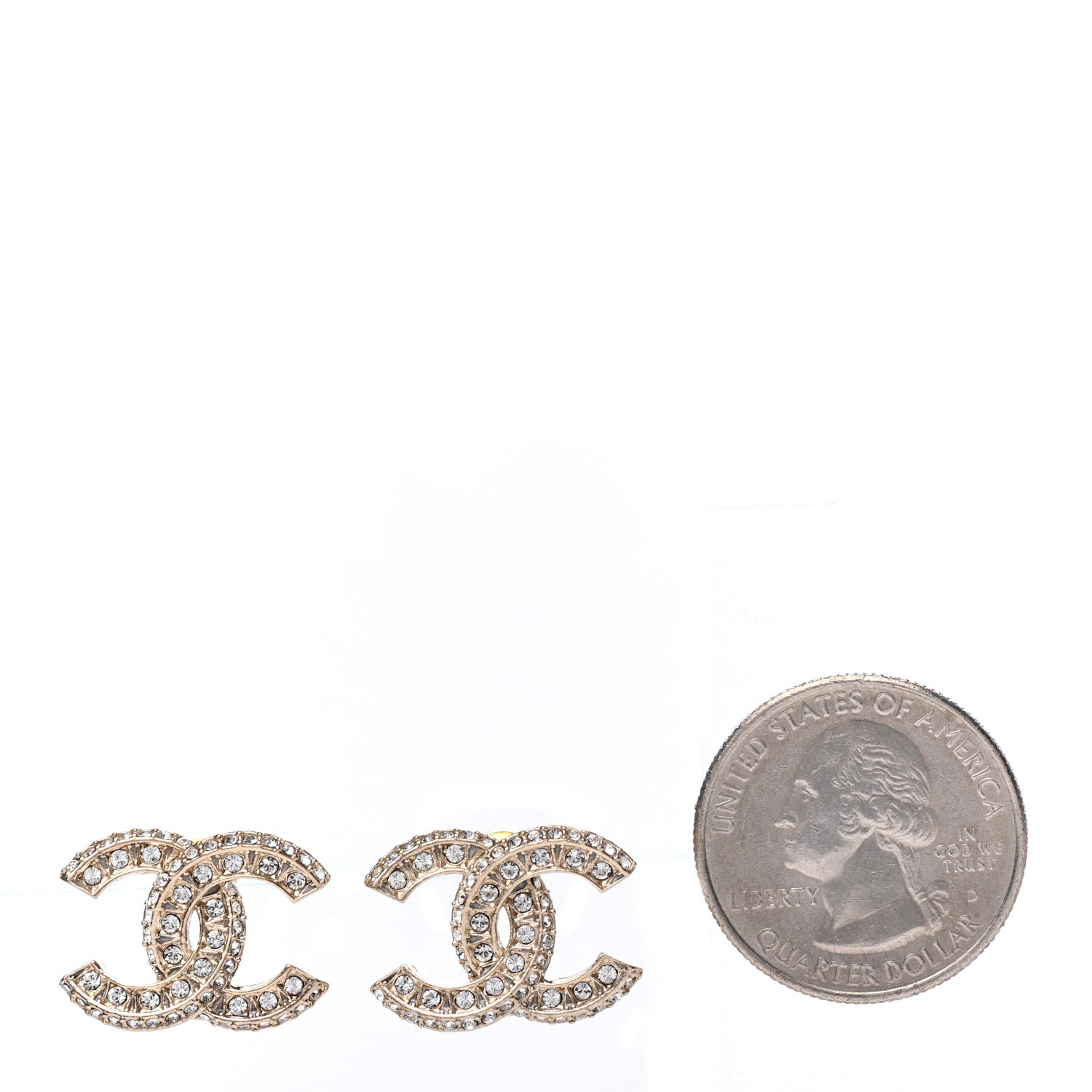 Chanel Crystal Timeless CC Earrings Light Gold 2 of 4