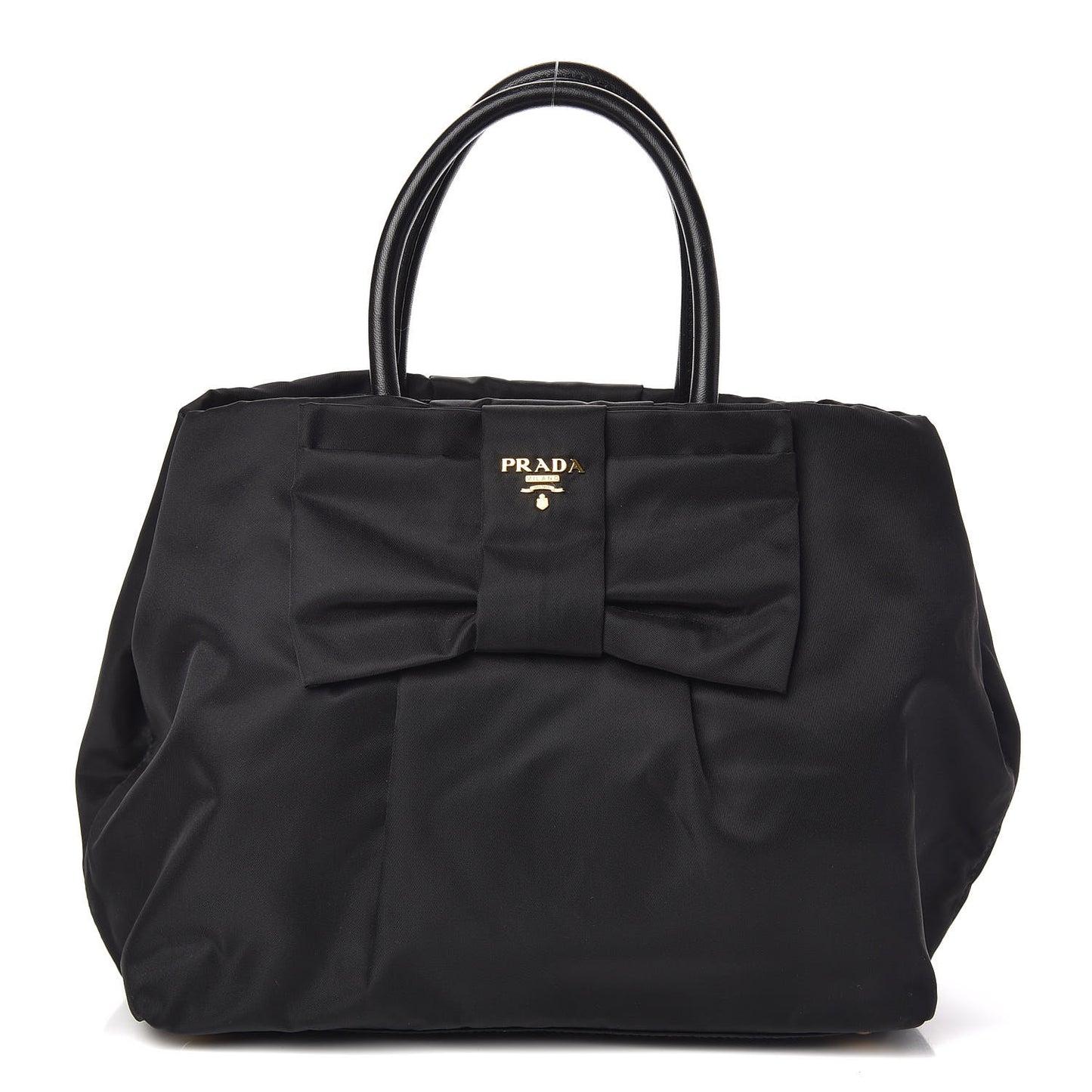 Nylon Tessuto Fiocco Bow Tote Black