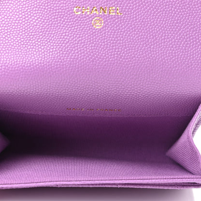 Chanel Caviar Quilted Flap Card Holder Wallet Purple 5 of 9