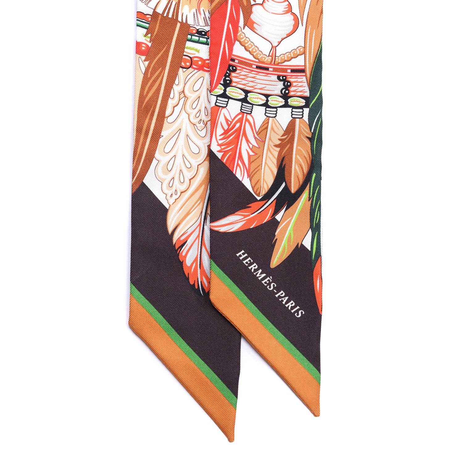 Hermes Silk La Danse Pacifique Twilly Vert Vif Corail 2 of 4