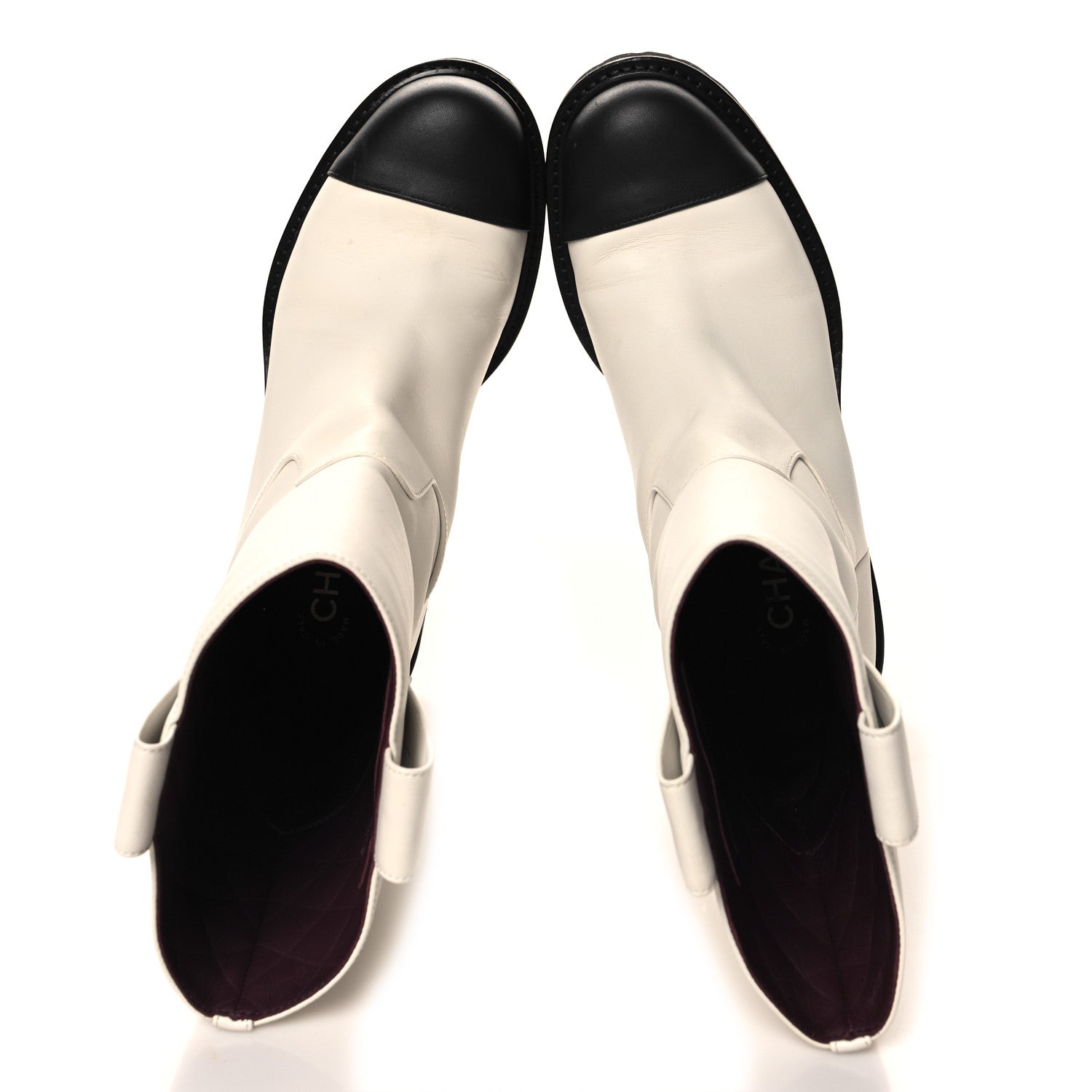 Chanel Calfskin CC Ankle Boots 38 White Black 2 of 8