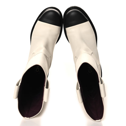 Chanel Calfskin CC Ankle Boots 38 White Black 2 of 8