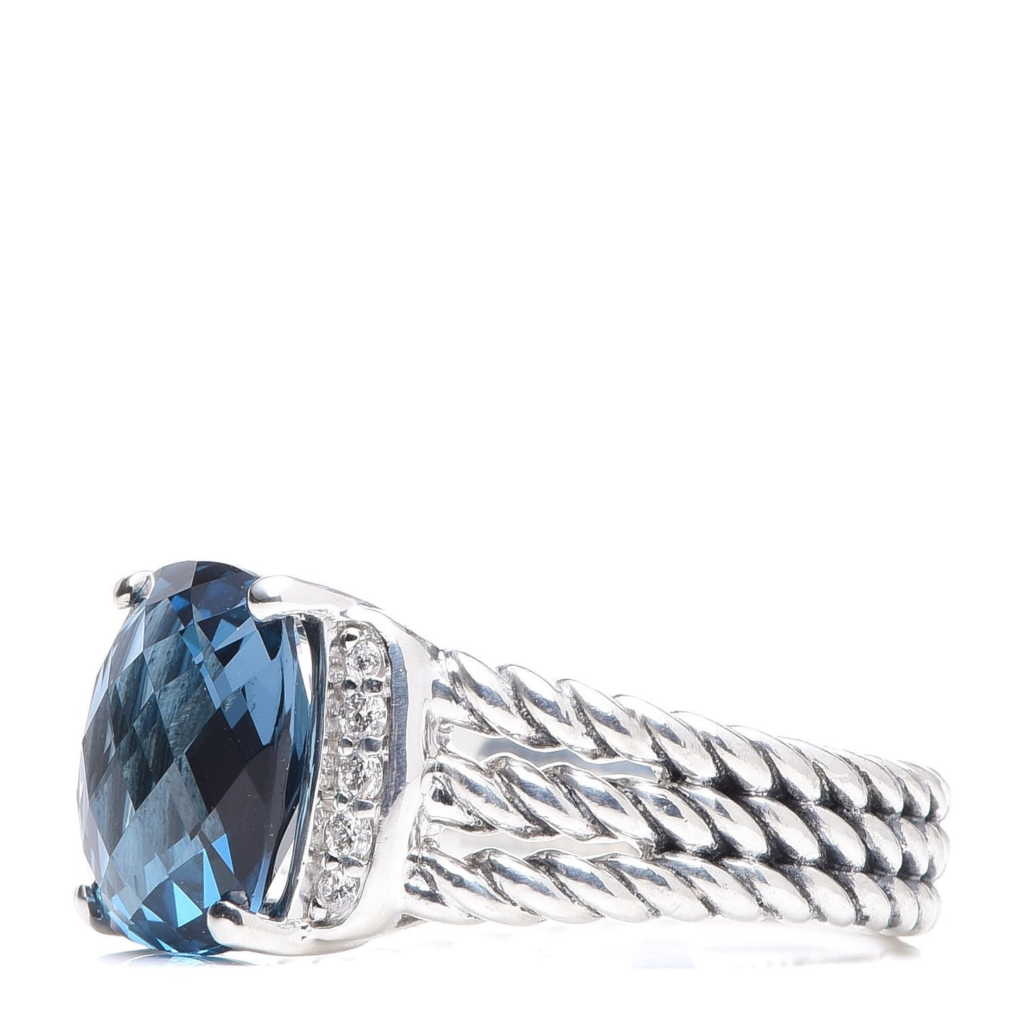 Sterling Silver Diamond Hampton Blue Topaz 10mm Petite Wheaton Ring 51 5.75