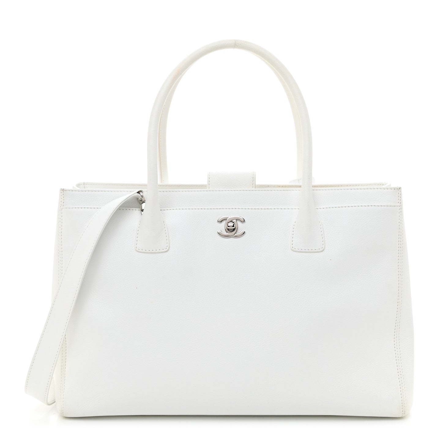 Calfskin Cerf Executive Shopper Tote White