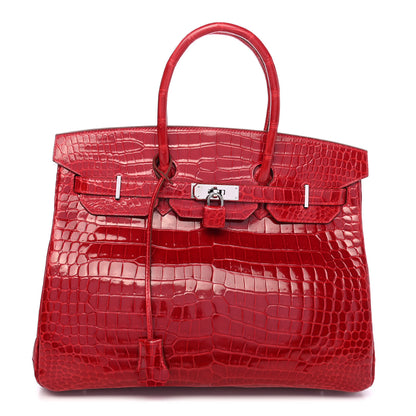 Hermes Shiny Porosus Crocodile Birkin 35 Braise 1 of 10