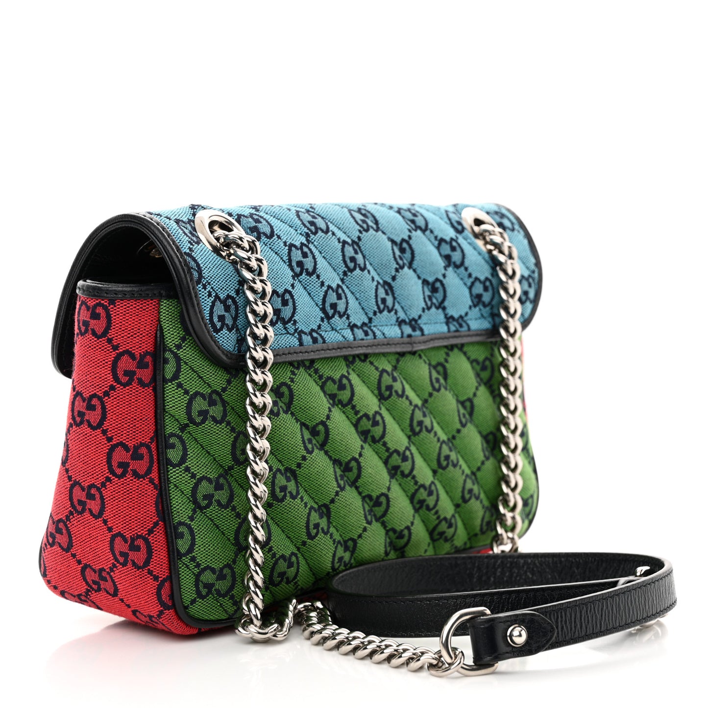 Monogram Multicolor Matelasse Diagonal Small GG Marmont Shoulder Bag Light Blue Pink Blue Green Red