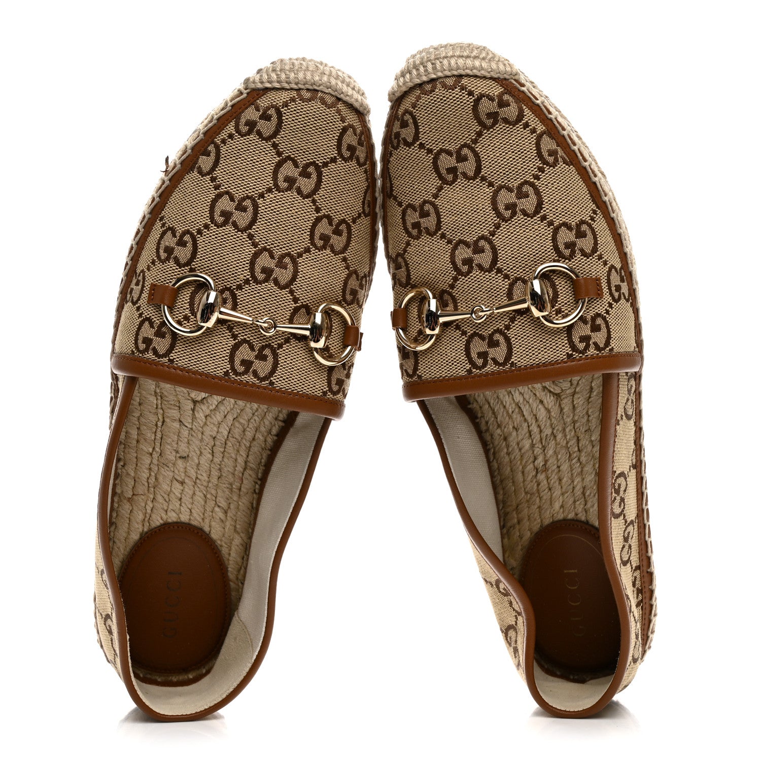 Gucci GG Supreme Monogram Horsebit Espadrilles 38 Camel Ebony Sundial 2 of 10