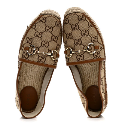 Gucci GG Supreme Monogram Horsebit Espadrilles 38 Camel Ebony Sundial 2 of 10