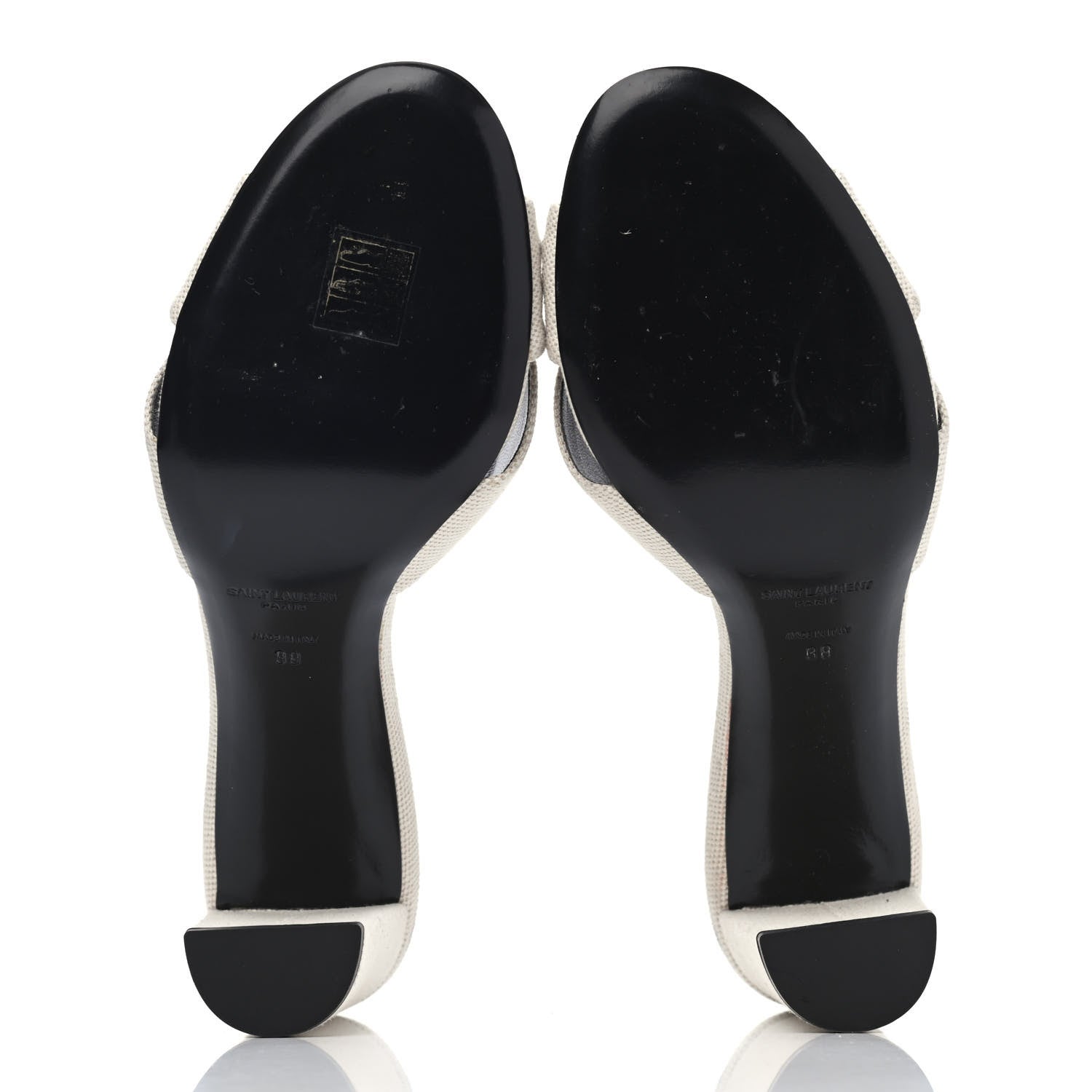 Saint Laurent Canvas Bianca Mules 39 Pearl 4 of 4