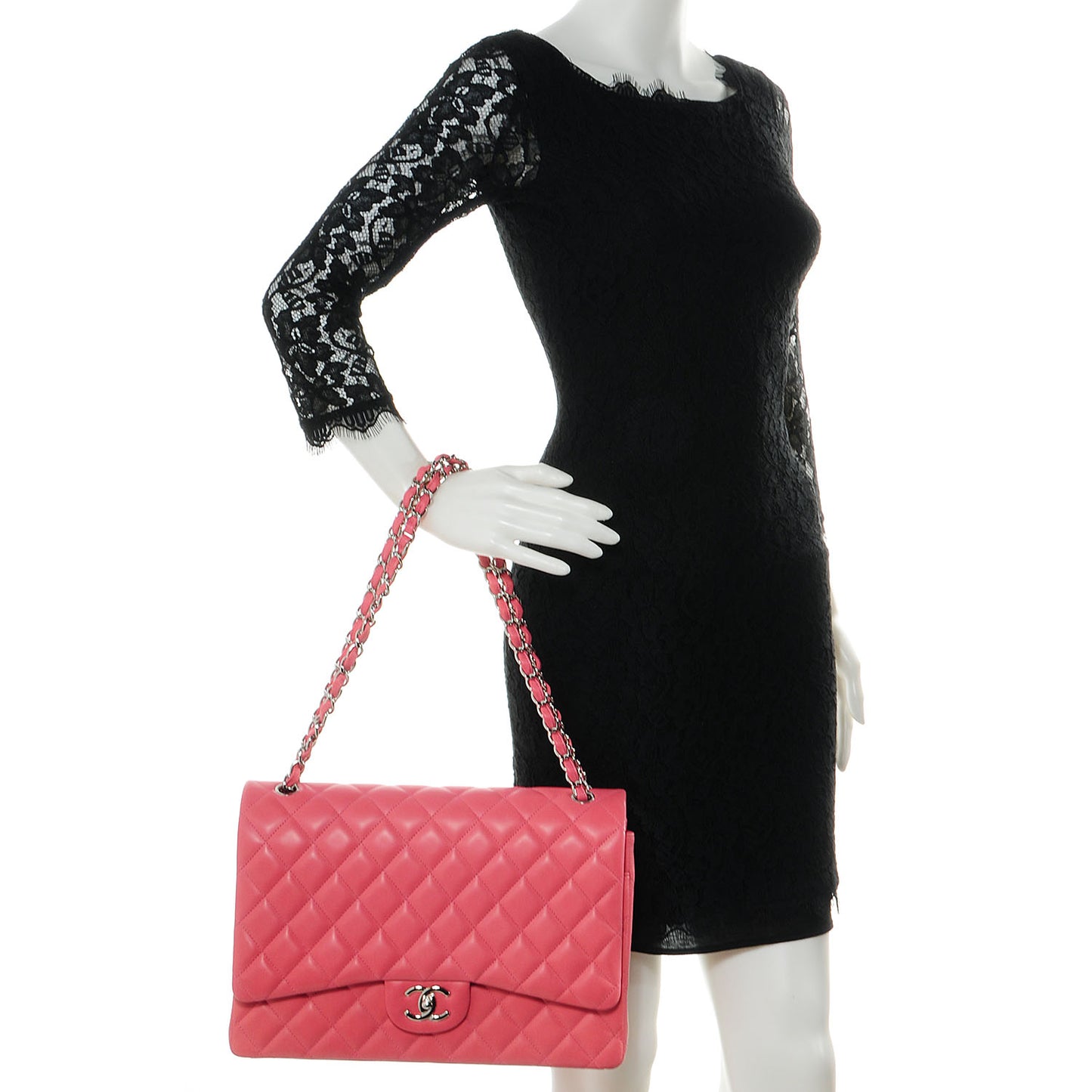 Lambskin Quilted Maxi Double Flap Pink