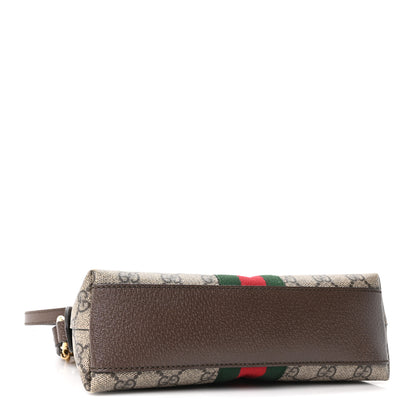 Gucci GG Supreme Monogram Textured Dollar Calfskin Web Small Ophidia Dome Shoulder Bag Beige Ebony New Acero 4 of 10