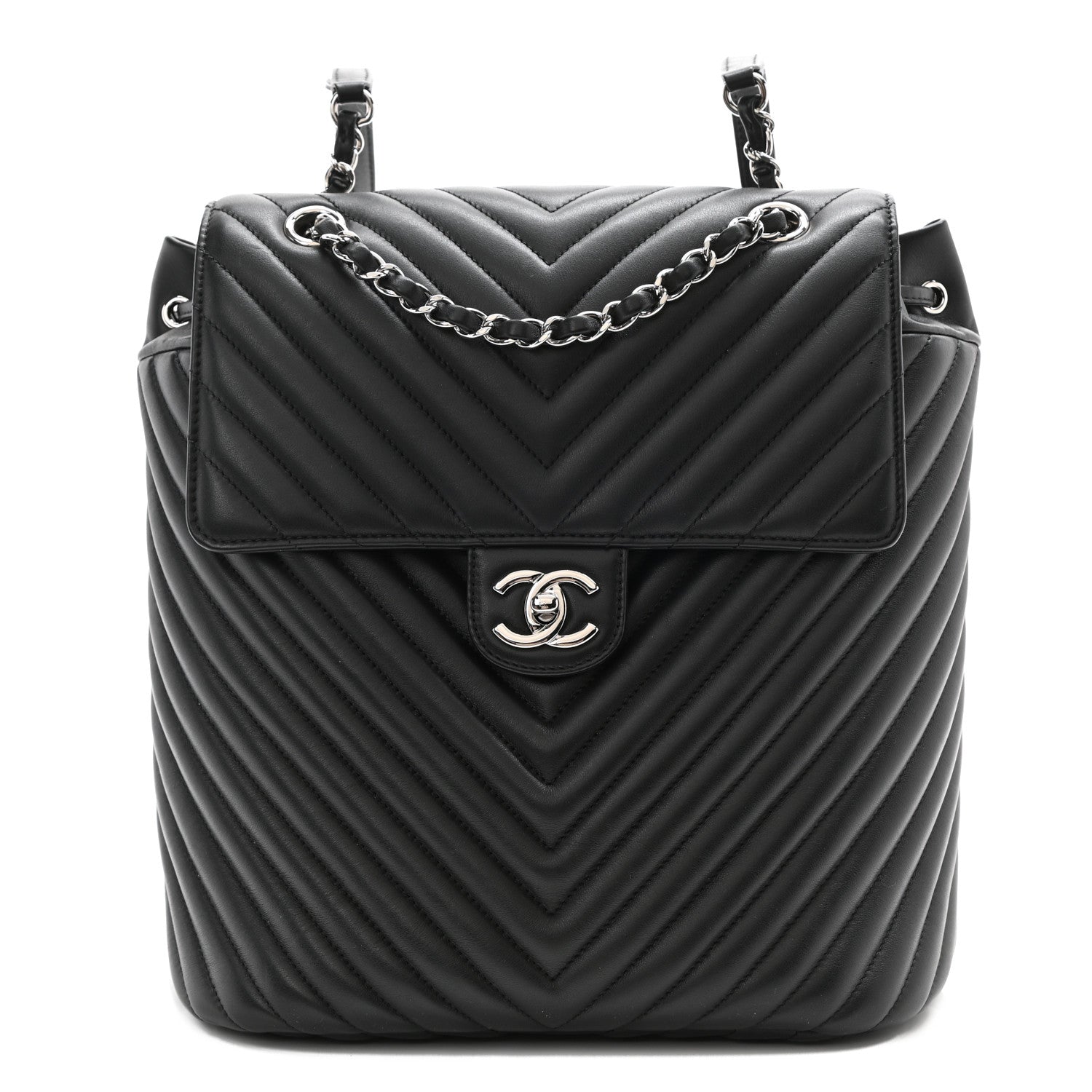 Chanel Calfskin Chevron Quilted Large Urban Spirit Backpack Black 1 of 7