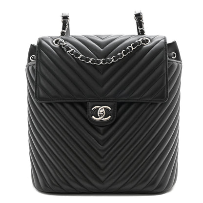 Chanel Calfskin Chevron Quilted Large Urban Spirit Backpack Black 1 of 7