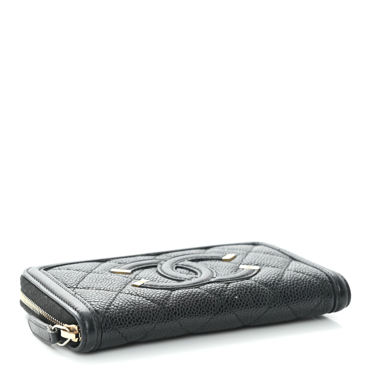 Chanel Caviar Quilted Medium Filigree Zip Around Wallet Black 4 of 11
