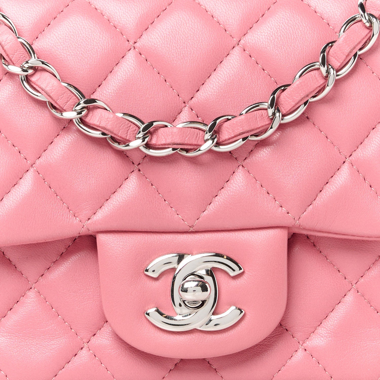 Chanel Lambskin Quilted Mini Square Flap Pink 9 of 11