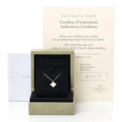 Van Cleef & Arpels 18K Yellow Gold Mother of Pearl Sweet Alhambra Pendant Necklace 6 of 6