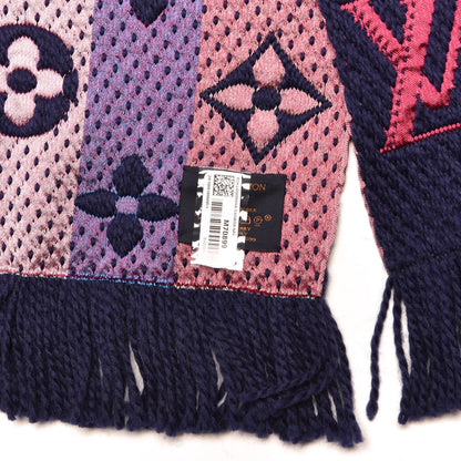 Louis Vuitton Wool Silk Rainbow Logomania Scarf Navy 4 of 4