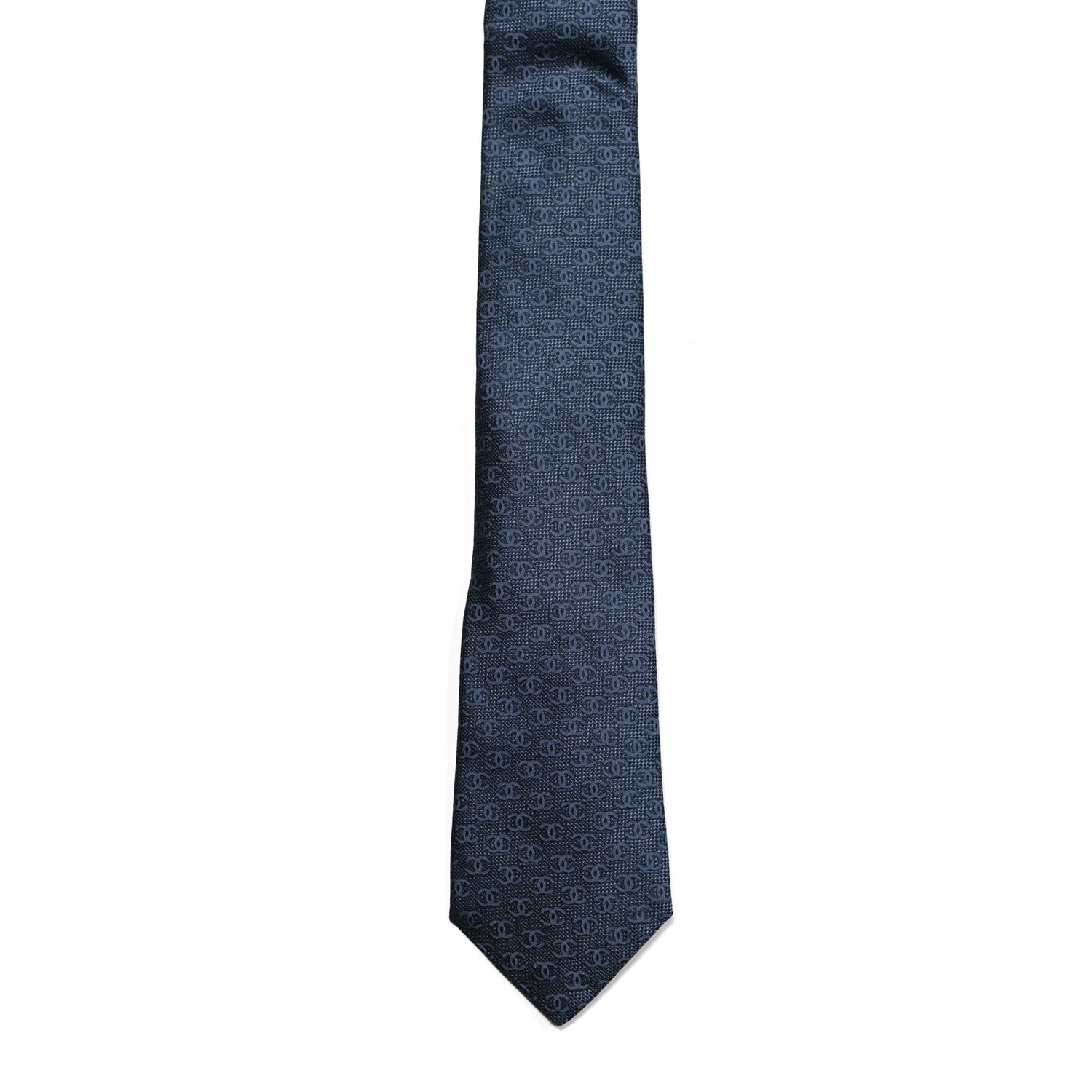 Chanel Mens Silk CC Neck Tie Blue 2 of 5