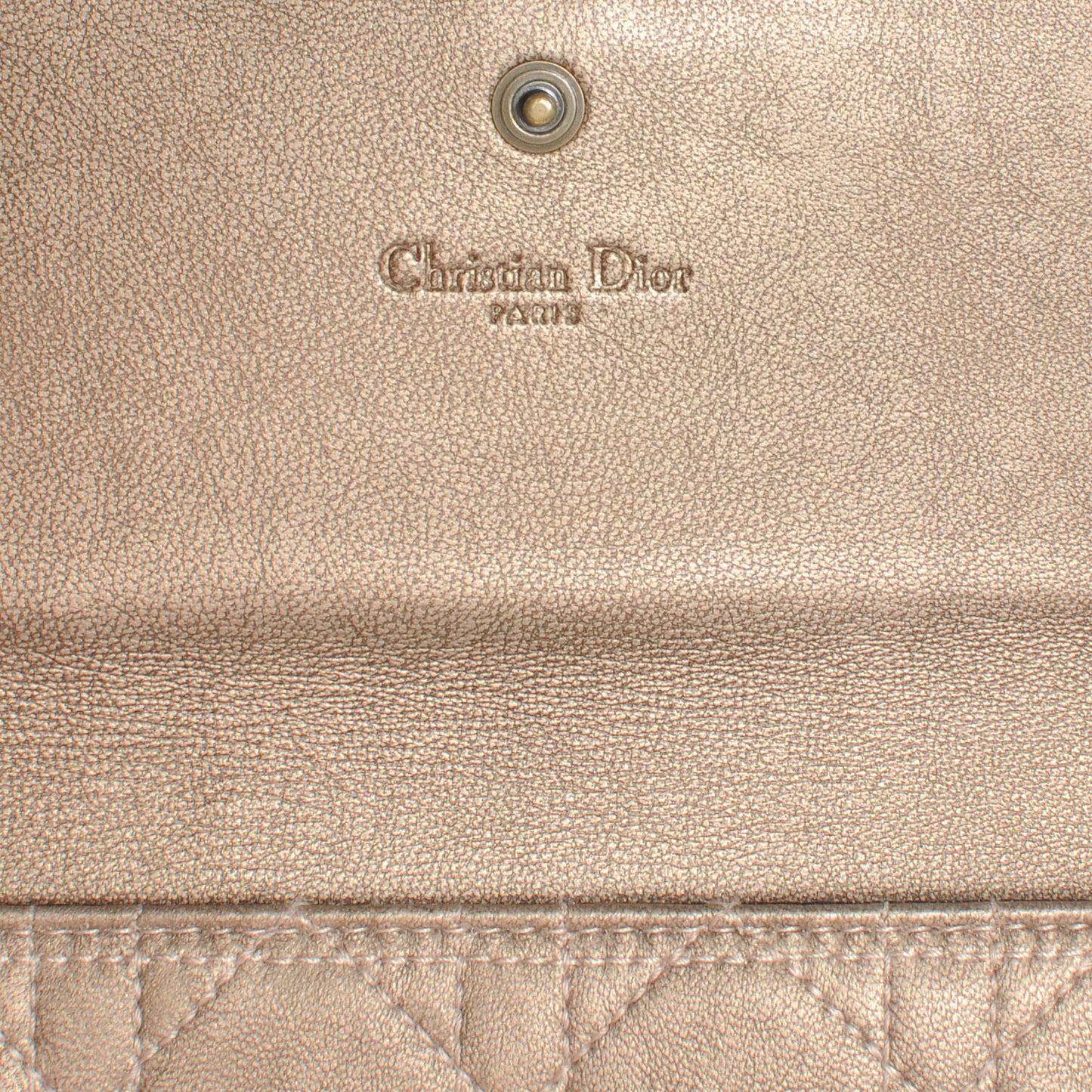 Leather Cannage D Clutch Wristlet Gold