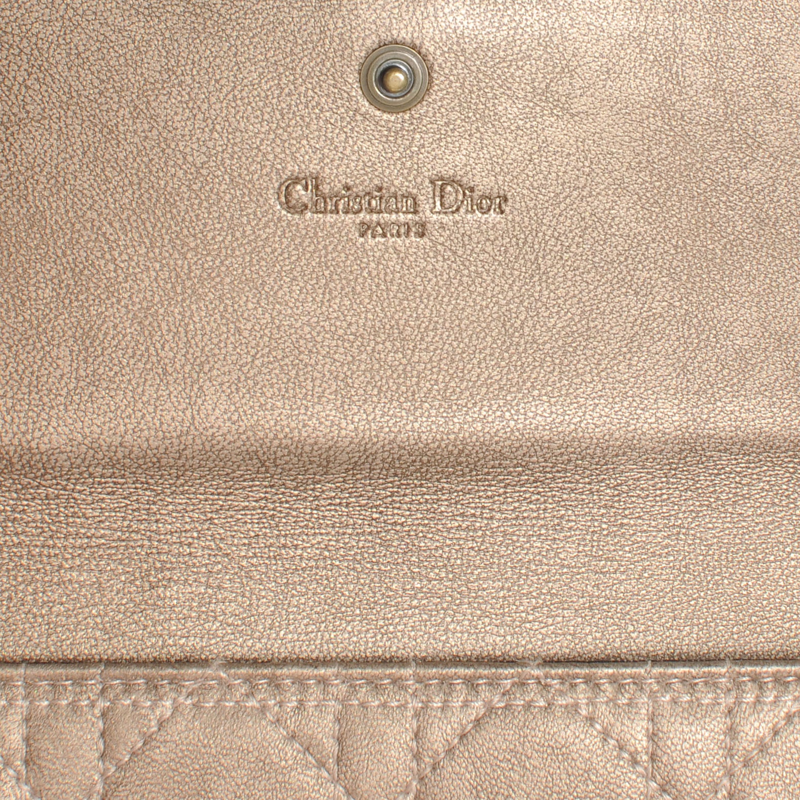 Christian Dior Leather Cannage D Clutch Wristlet Gold 6 of 8