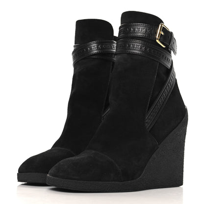 Louis Vuitton Suede Calfskin Crossroads Wedge Ankle Boots 36 Black 4 of 7