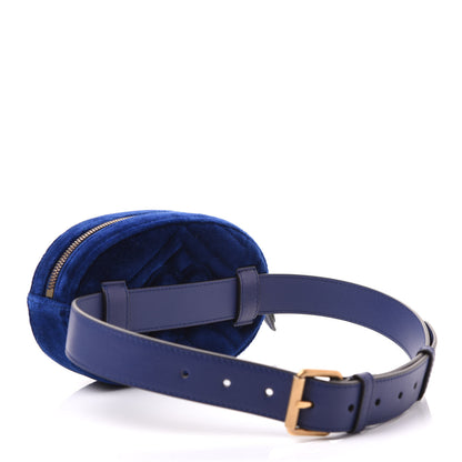 Gucci Velvet Matelasse GG Marmont Belt Bag 85 34 Cobalt Blue 2 of 9