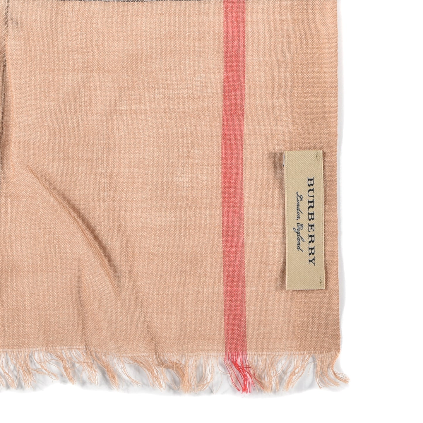 Wool Silk Gauze Giant Check Lightweight Scarf Camel