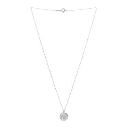 Tiffany Sterling Silver Letter D Disc Pendant Necklace 2 of 3
