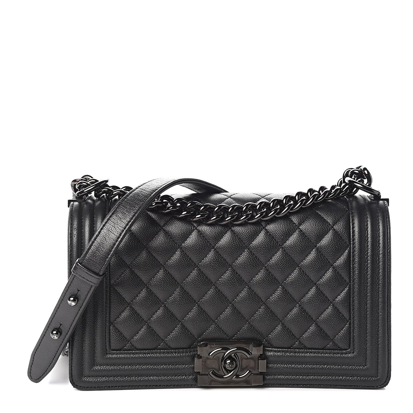 Caviar Quilted Medium Boy Flap So Black