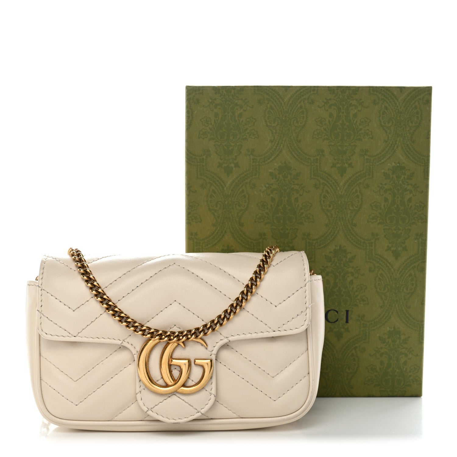 Gucci Calfskin Matelasse Super Mini GG Marmont Shoulder Bag White 11 of 11