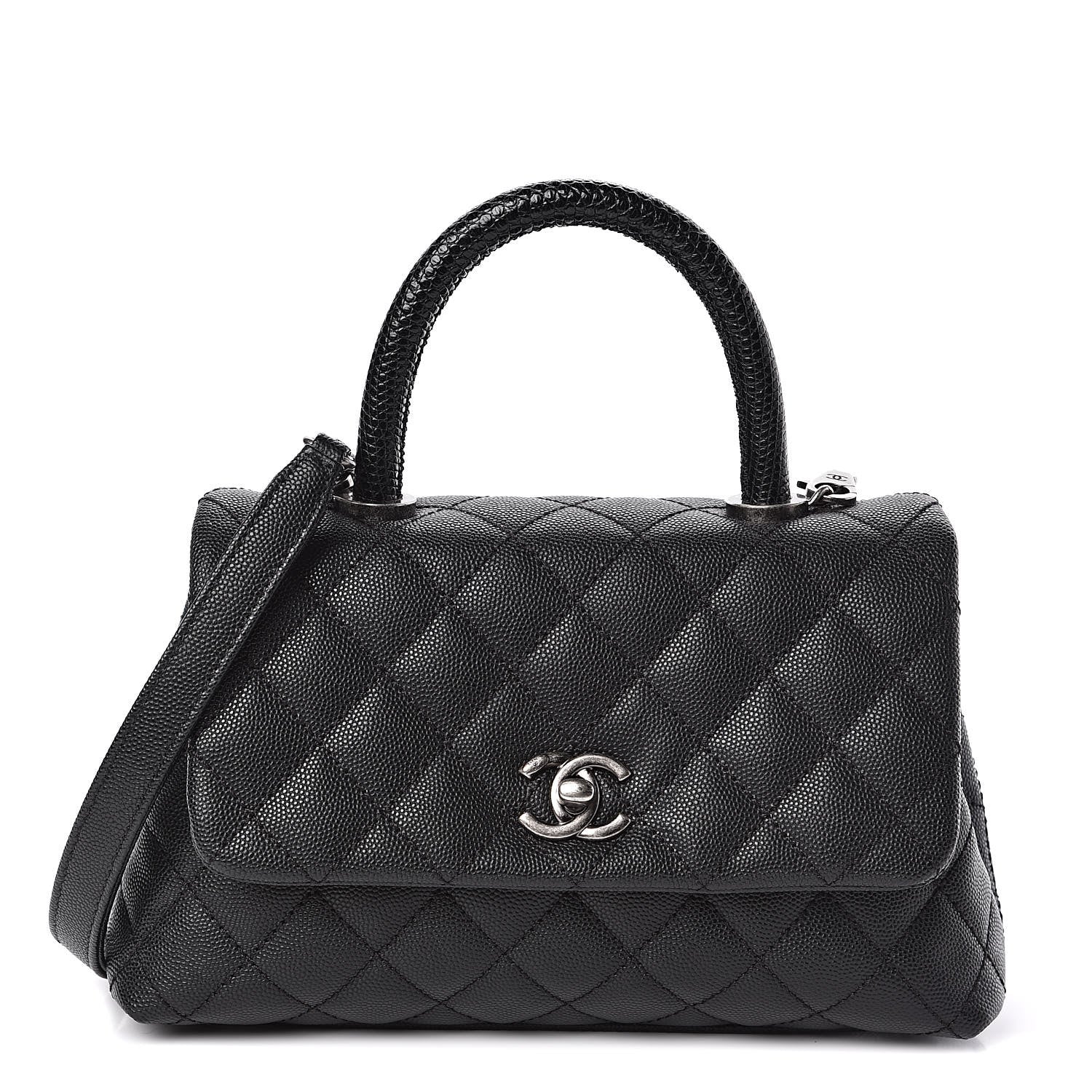 Chanel Caviar Lizard Quilted Mini Coco Handle Flap Black 1 of 10